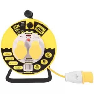 Image of Masterplug LVCT2516/2-MP 25M 2 Socket Open Cable Reel Yellow Extension Lead