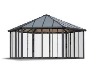 Image of Palram Garda Enclosed Hardtop Gazebo - Grey