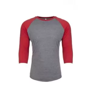 Image of Next Level Adults Unisex Tri-Blend 3/4 Sleeve Raglan T-Shirt (M) (Vintage Red/Premium Heather)