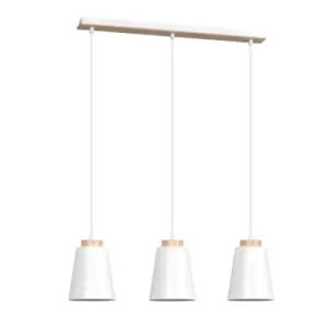 Image of Bolero White Bar Pendant Ceiling Light 3x E27