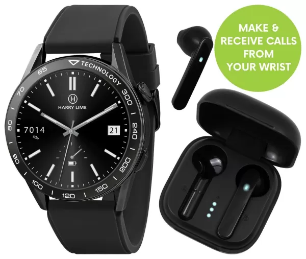 Image of Harry Lime Black Calling Smartwatch and Earbud Set