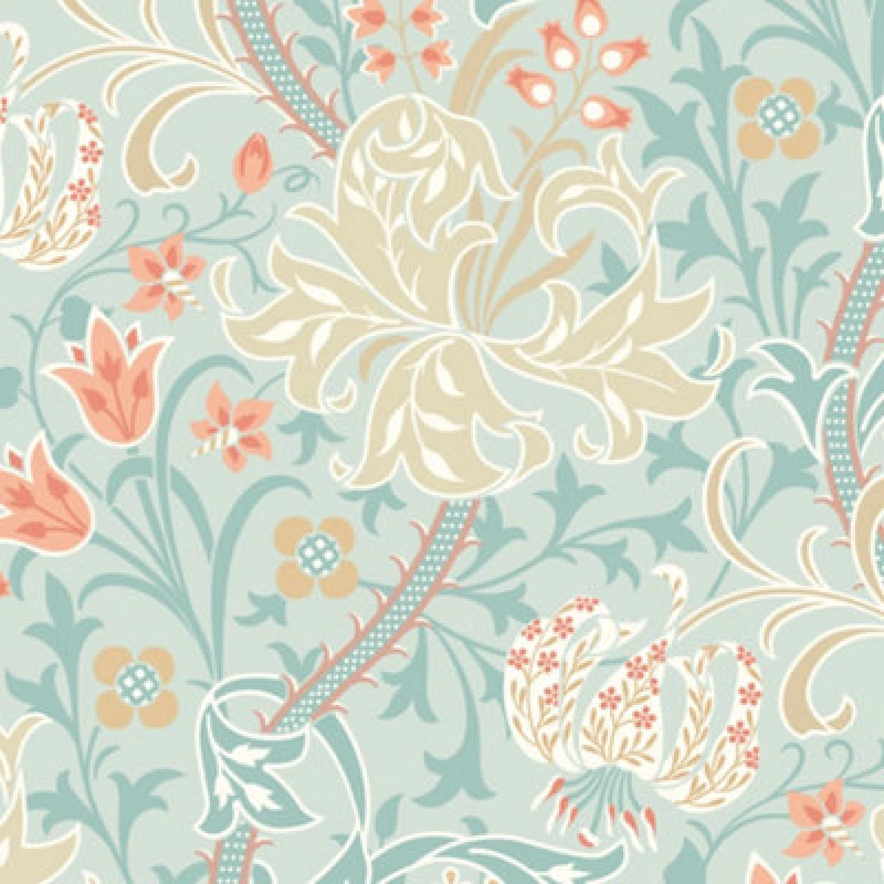 Image of Hoopla Walls Lily Ogee Duckegg Blue Smooth Matt Wallpaper
