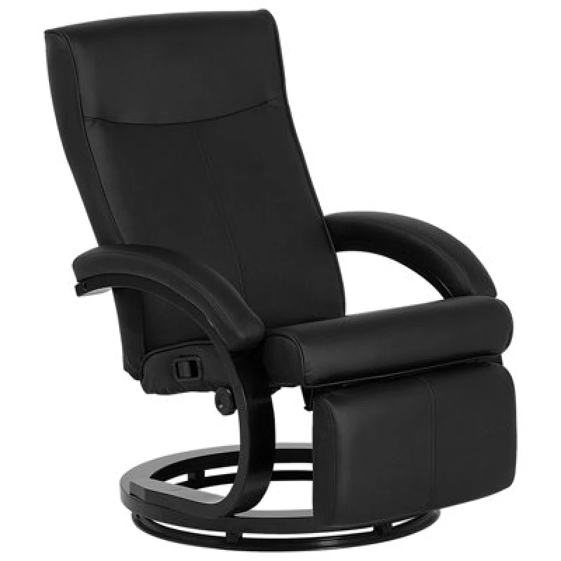 Image of Beliani Recliner Chair Might With Footrest Faux Leather Black