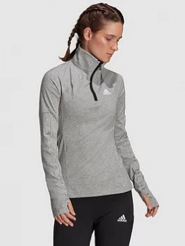Image of adidas Motion Half-Zip Long Sleeve Top - Medium Grey Heather Size M Women