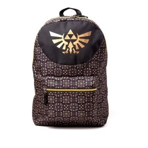 Image of Nintendo - Legend Of Zelda All-Over Pattern Print Backpack - Gold/Black