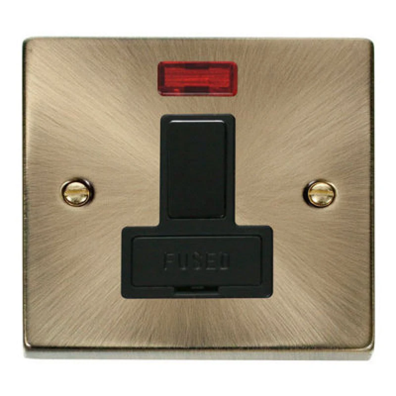 Image of SE Home Antique Brass 13A Fused Connection Unit Switched With Neon Gold unisex