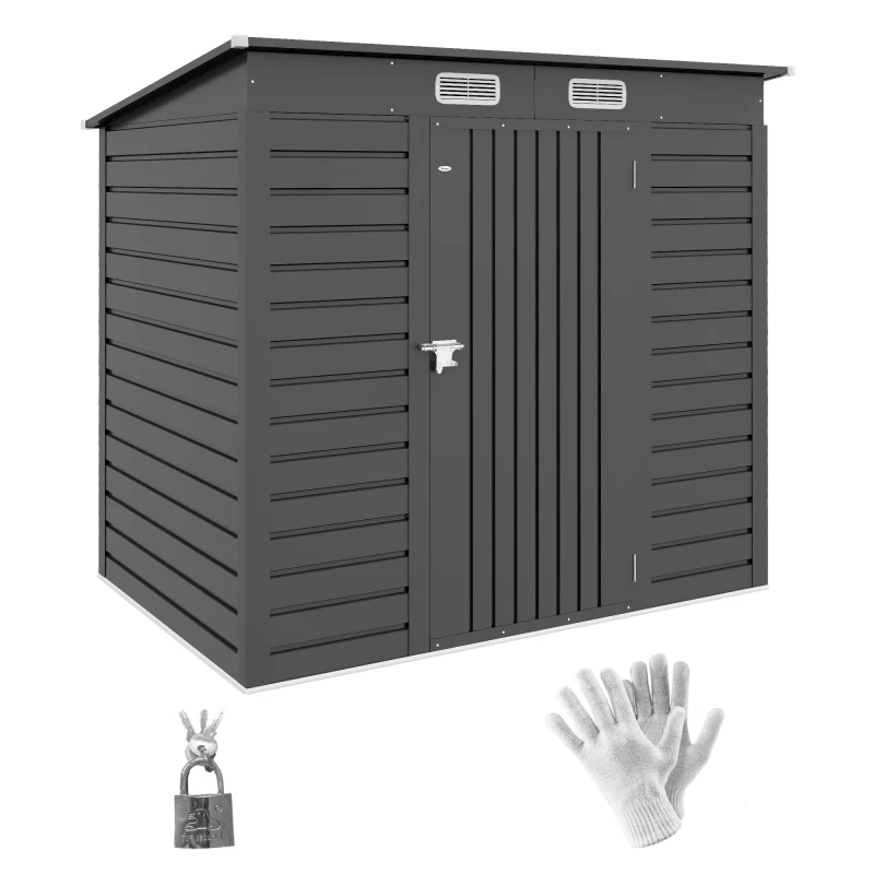 Image of Outsunny 6.3 x 4.3FT Galvanised Metal Garden Shed with Lockable Door - Grey TJ Hughes 5061025088447