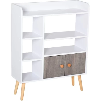 Image of Multi-Shelf Bookcase Freestanding Storage Cabinet Shelves Wood Legs White - Homcom