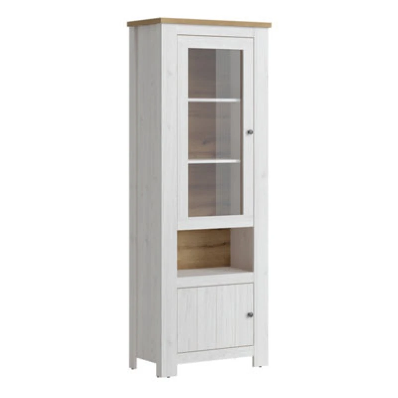 Image of Furniture To Go Celesto 2 Door Display Cabinet Inc. 2X LED Lights In White And Oak