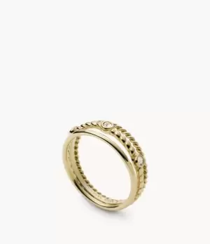 Image of Fossil Women Val Vintage Heritage Gold-tone Stainless Steel Prestack Ring