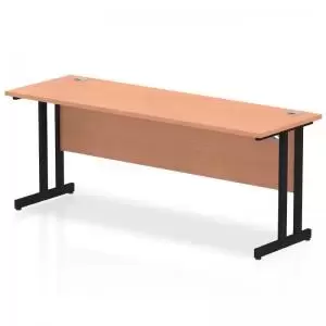 Image of Impulse 1800 x 600mm Straight Desk Beech Top Black Cantilever Leg