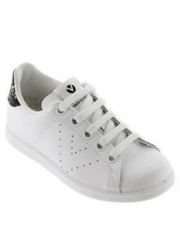 Image of Victoria Leather Tennis Snake Heel Tab Trainer