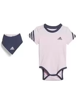 Image of adidas Favourites Baby Girls 3 Stripe All In One - Light Pink, Size 2-3 Years, Women