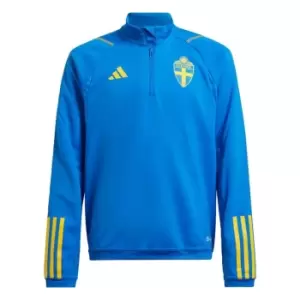 Image of adidas Sweden Tiro 23 Training Top Kids - Glow Blue / Eqt Yellow