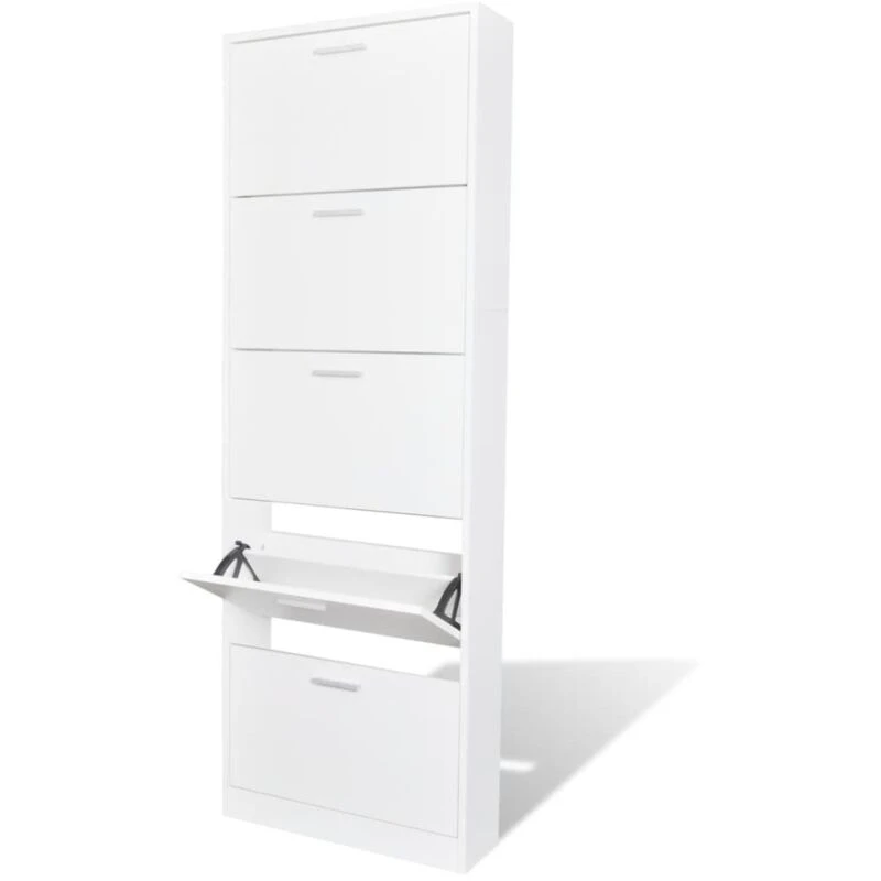 Image of VIDAXL vidaXL White Wooden Shoe Cabinet with 5 Compartments 241240
