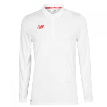 Image of New Balance Long Sleeve Player Polo Shirt Mens - White