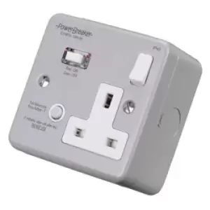 Image of Powerbreaker 13A 1 Gang 10Ma Rcd Type A Passive Metal Clad Socket - K21-MP10