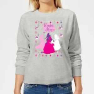 Image of Disney Princess Silhouettes Womens Christmas Sweatshirt - Grey - S