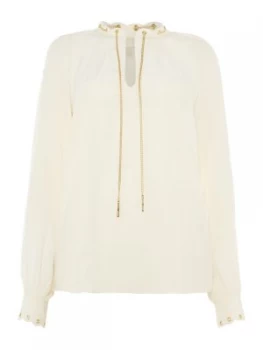 Image of Michael Kors Scallop grommet chain top White