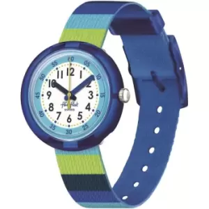 Image of Childrens Flik Flak Stripy Blue Colour My Life Watch