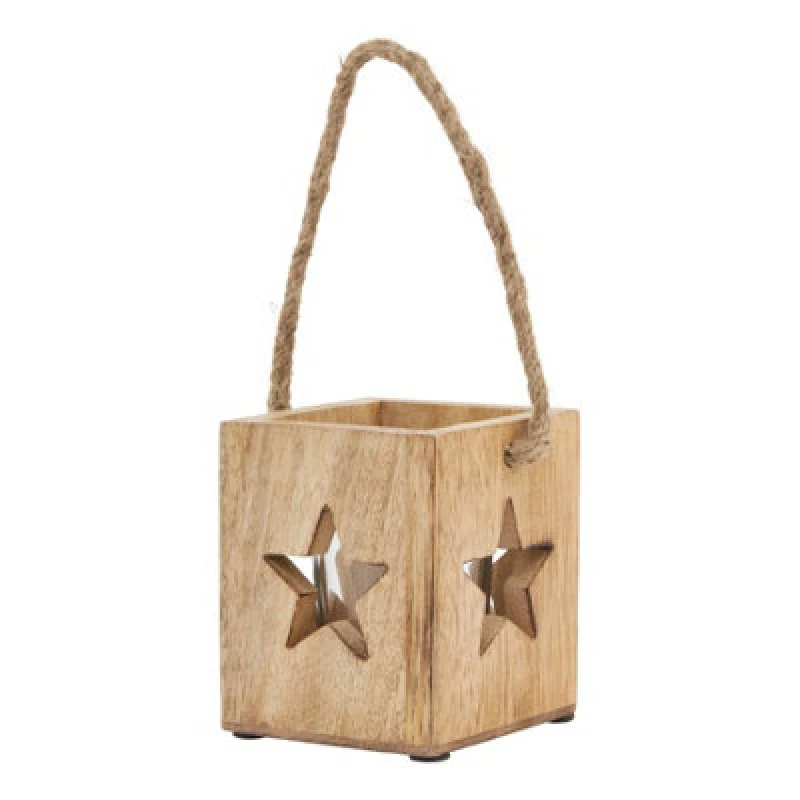 Image of Natural Wooden Small Star Tealight Candle Holder