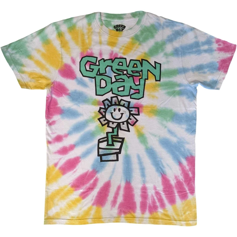 Image of green day Green Day Men Flower Pot Tie Dye T-Shirt Size: X-Large Multi XL Male 5063300933442