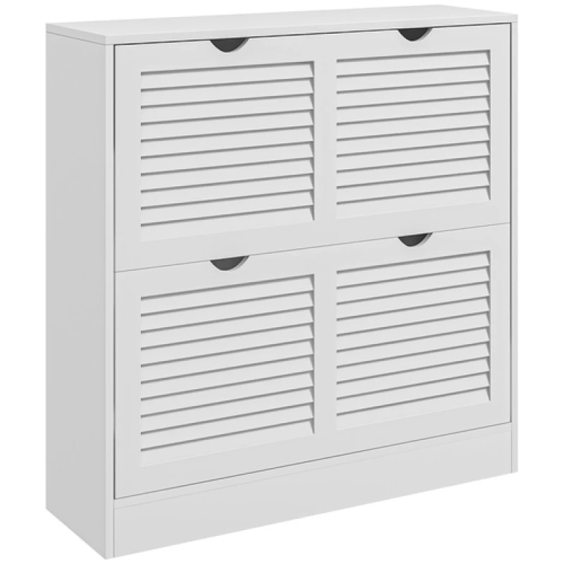 Image of HOMCOM HOMCOM Slim Shoe Storage Cabinet with 2 Flip Drawers for Entryway, White White One Size Unisex 5063603025875