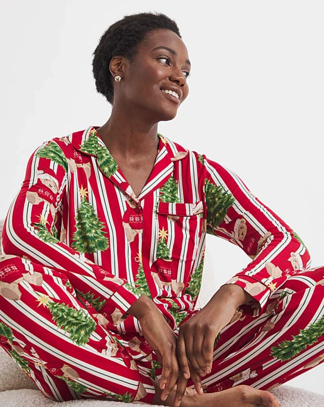 Image of Chelsea Peers Chelsea Peers Family PJ Set - Womens Stripe - Chelsea Peers - Size: 16 Stripe Female 16 NH49204