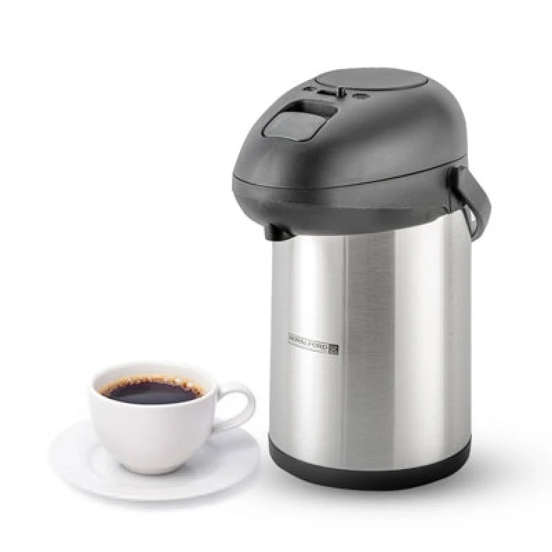 Image of Royalford 3L Stainless Steel Airpot, Insulated Vacuum Thermal Flask Urn Jug Pump Action Airpot, Coffee Flask