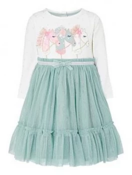 Image of Monsoon Baby Girls Unicorn Disco Dress - Teal, Size 3-4 Years