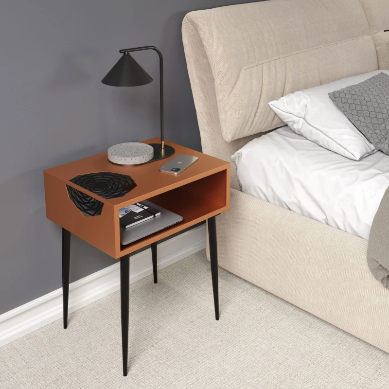 Image of Core Galaxy 1 Drawer Copper Metal Bedside Table