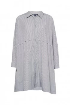 Image of French Connection Smythson Stripe Cotton Shirt Dress Blue