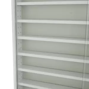 Image of Techstyle Reveal 6 Shelf Glass Wall Collectors Display Cabinet White