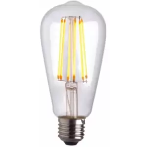 Image of Vintage Style LED Filament Bulb - Pear Shaped E27 Lamp - Clear Glass - Dimmable