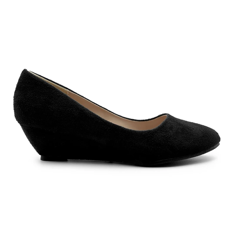 Image of Where's That From 'Kieran' Platform Low Wedge Mid Heel Court Shoes True Black