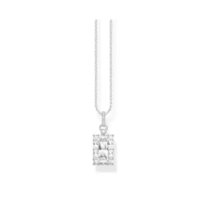 Image of Sterling Silver White Stone Necklace KE2111-051-14-L45V
