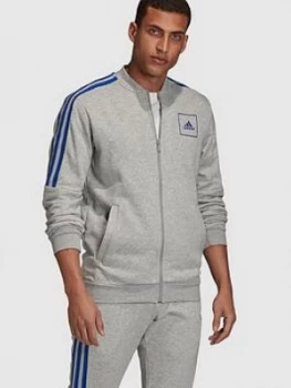 Image of Adidas 3 Stripe Tape Track Top - Medium Grey Heather