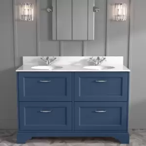 Image of 1200mm Blue Freestanding Marble Top Double Vanity Unit - Ashbourne