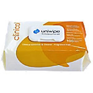 Image of uniwipe Wet Cleaning Wipes Clinical 25cm 100 Sheets