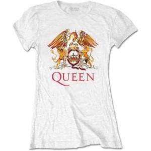 Image of Queen - Classic Crest Womens Medium T-Shirt - White