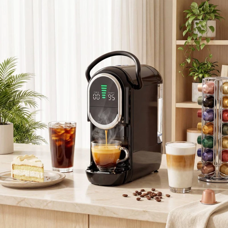 Image of HOMCOM 19 Bar Pod Coffee Machine for Nespresso & Dolce Gusto Capsule in Black Unisex