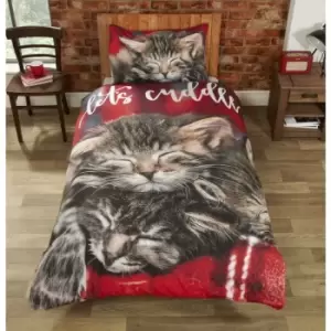 Image of Rapport - Cuddle Cats Duvet Set, Multi, Single-135 x 200 cms
