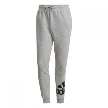 Image of adidas Essentials Fleece Tapered Cuff Logo Joggers Mens - Medium Grey Heather / Black