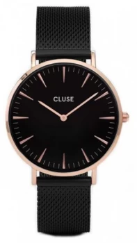 Image of CLUSE La Boheme Black Mesh Strap Rose Gold Case Watch