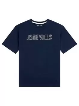 Image of Jack Wills Boys Collegiate Oversized T-Shirt - Navy Blazer, Navy, Size 3-4 Years