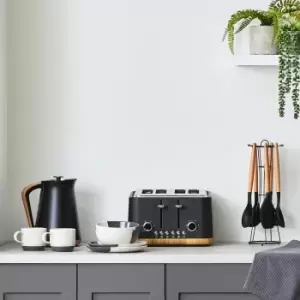 Image of Dunelm Contemporary Matt Black Kettle and Toaster Set