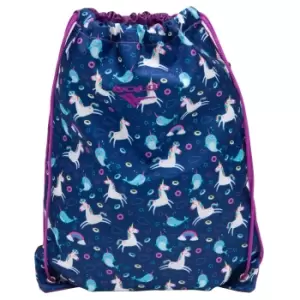 Image of Gola Girls Unicorn Drawstring Bag (One Size) (Navy/Purple)