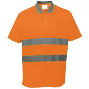 Image of Portwest Cotton Comfort Reflective Safety Short Sleeve Polo Shirt (L) (Orange)