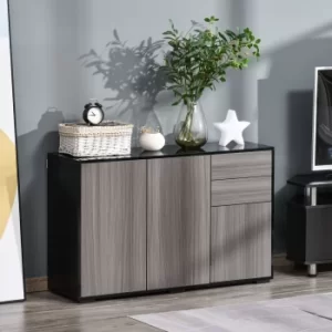 Image of HOMCOM Modern Stylish Freestanding Push-Open Design Cabinet with Drawers, Door Cabinets, Part Inner Space, for Living Room, Bedroom, Bathroom, Kitchen