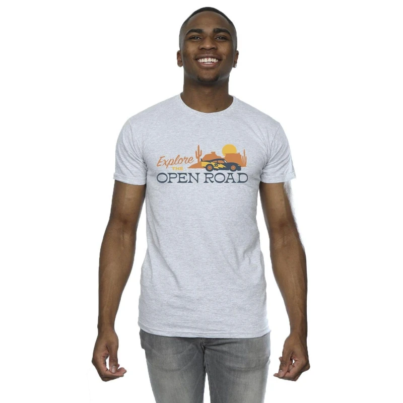 Image of Disney Men Cars Explore The Open Road T-Shirt in Grey Size: Small Grey S Male 5063283483583